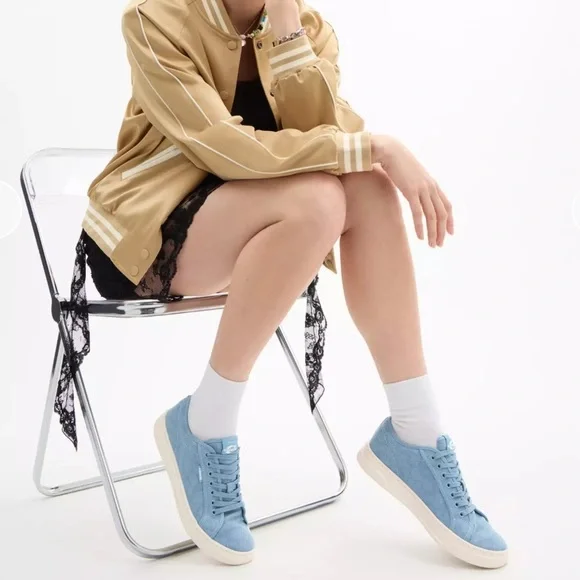 COACH MENS CANVAS BLUE SNEAKERS - Picture 3 of 13